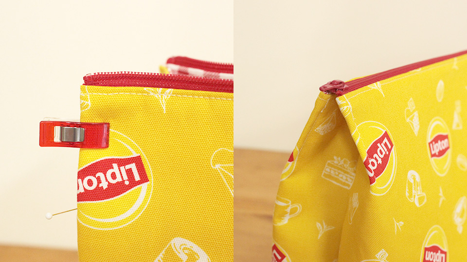 モバ編みポーチ 埋込ファスナー