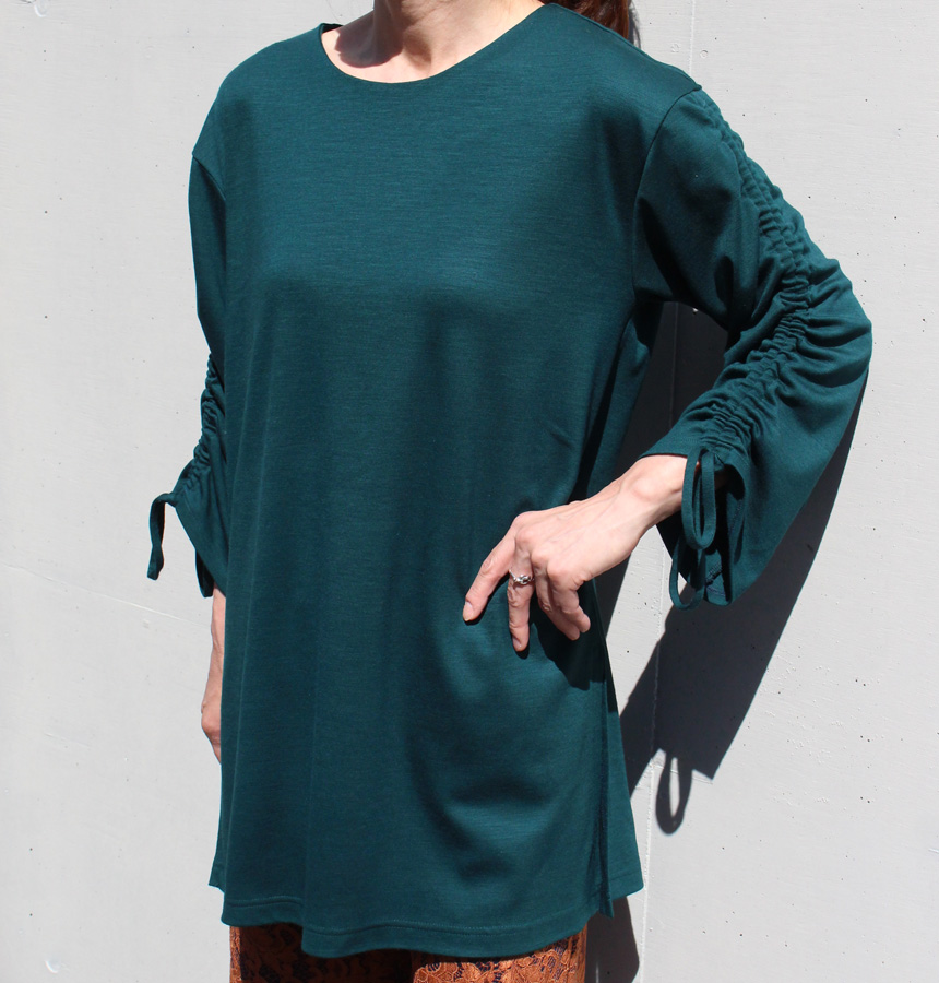 クライ・ムキ式ソーイングスクールのフリーパターン T-417 袖シャーリングチュニック