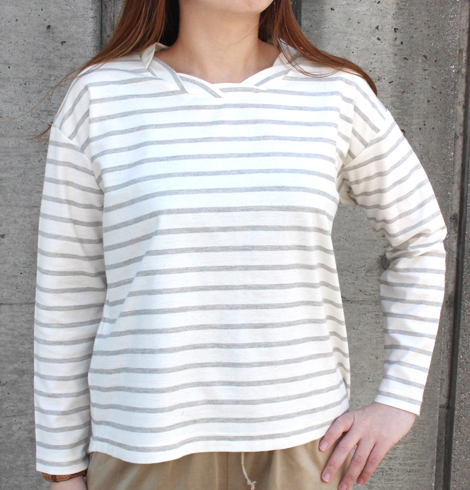 クライ・ムキ式ソーイングスクールのフリーパターン T-449 ねじり衿Ｔシャツ