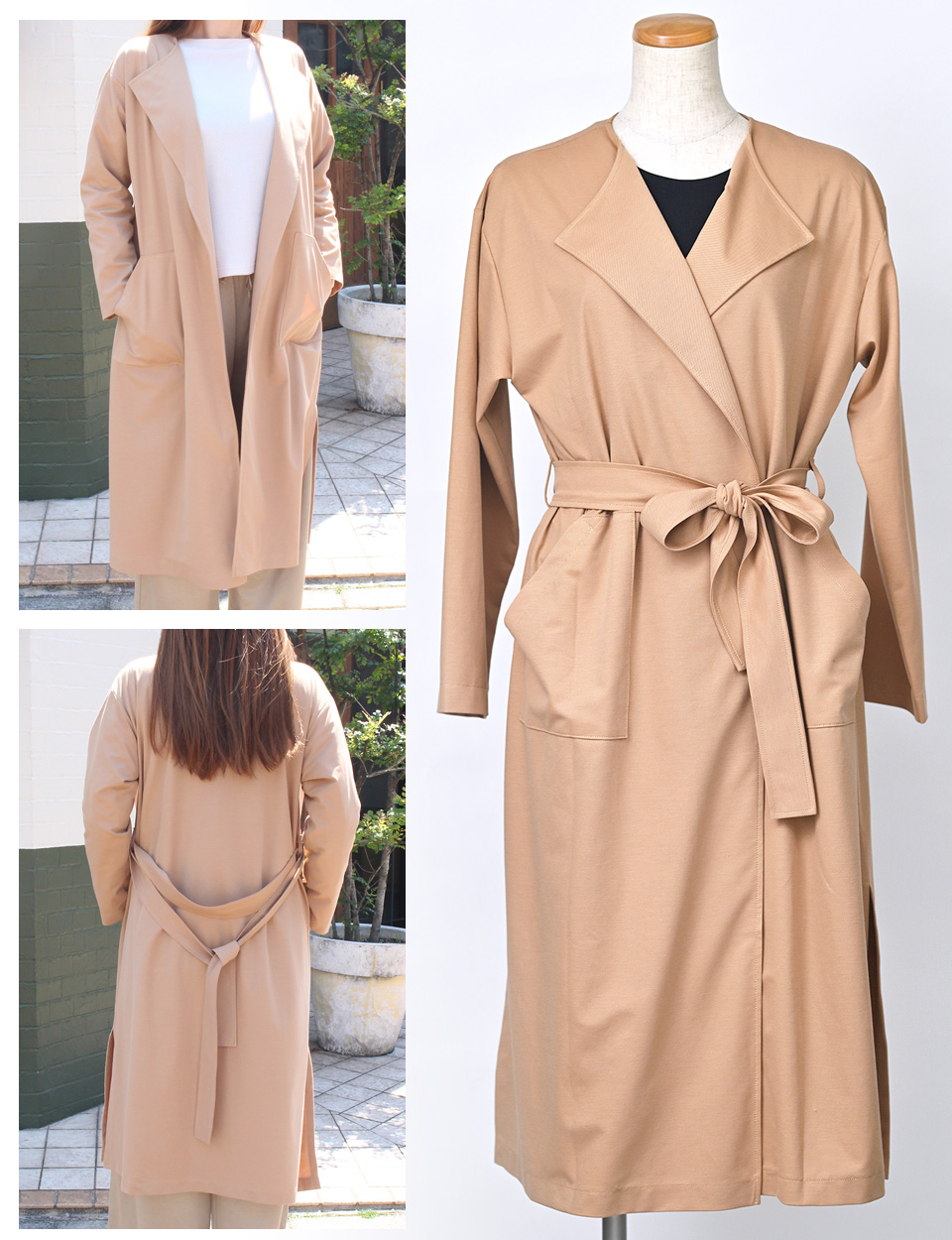 クライ・ムキ式ソーイングスクールのフリーパターン CT-448 ベルテッドコート