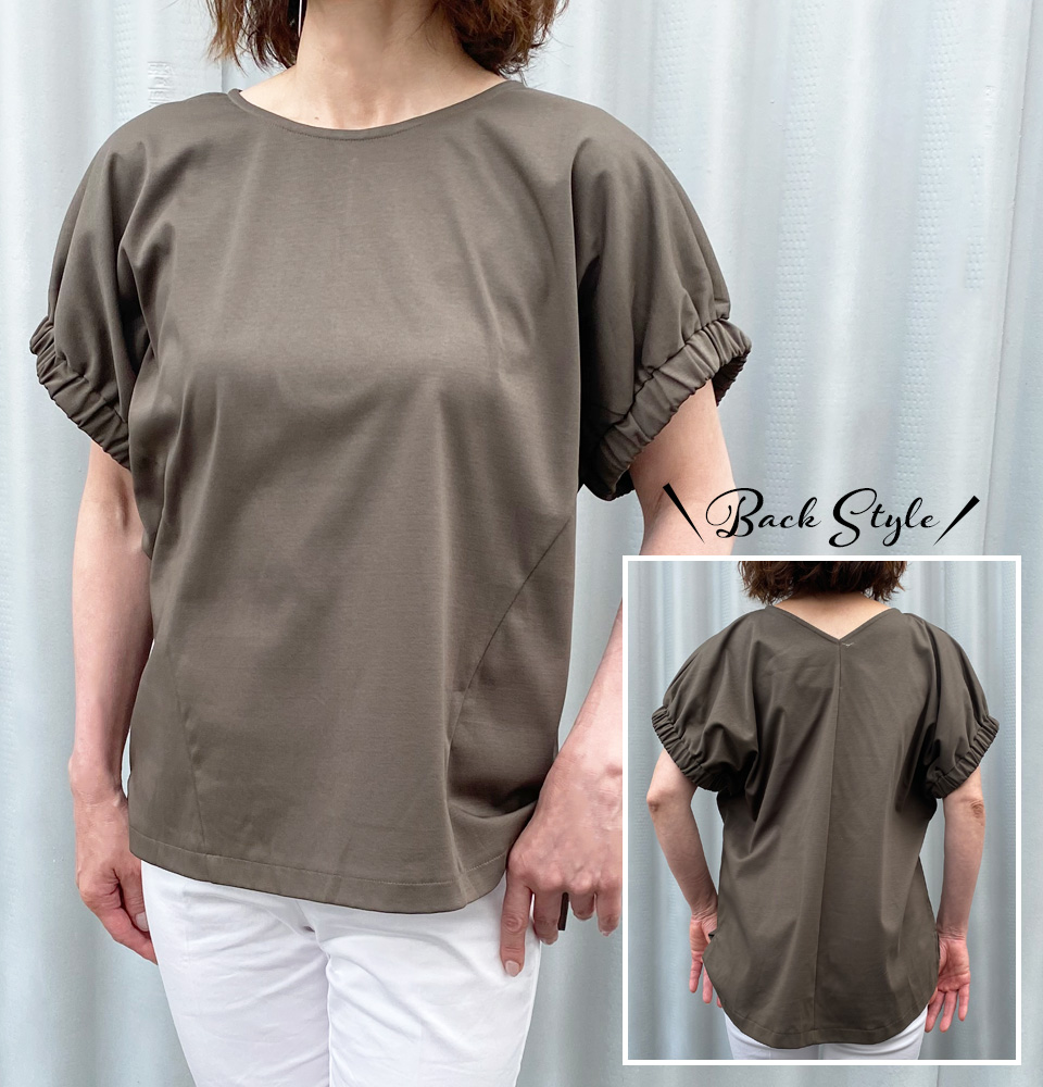 クライ・ムキ式ソーイングスクールのフリーパターン T-459 袖ギャザートップス