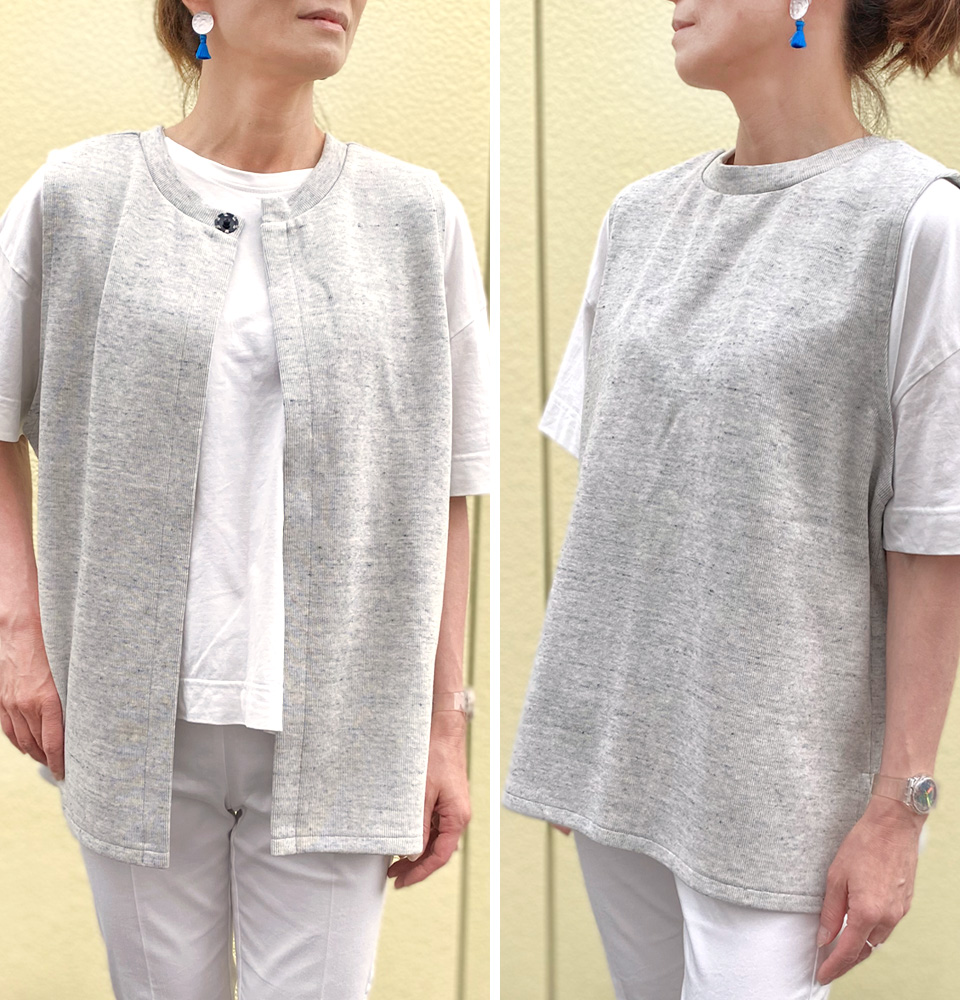 クライ・ムキ式ソーイングスクールのフリーパターン VE-464 2wayベスト