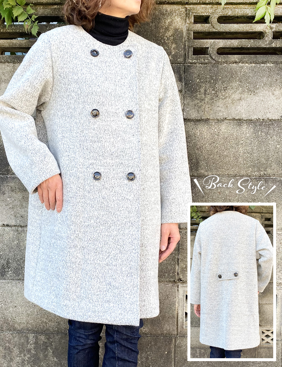 クライ・ムキ式ソーイングスクールのフリーパターン CT-481 ノーカラーコート