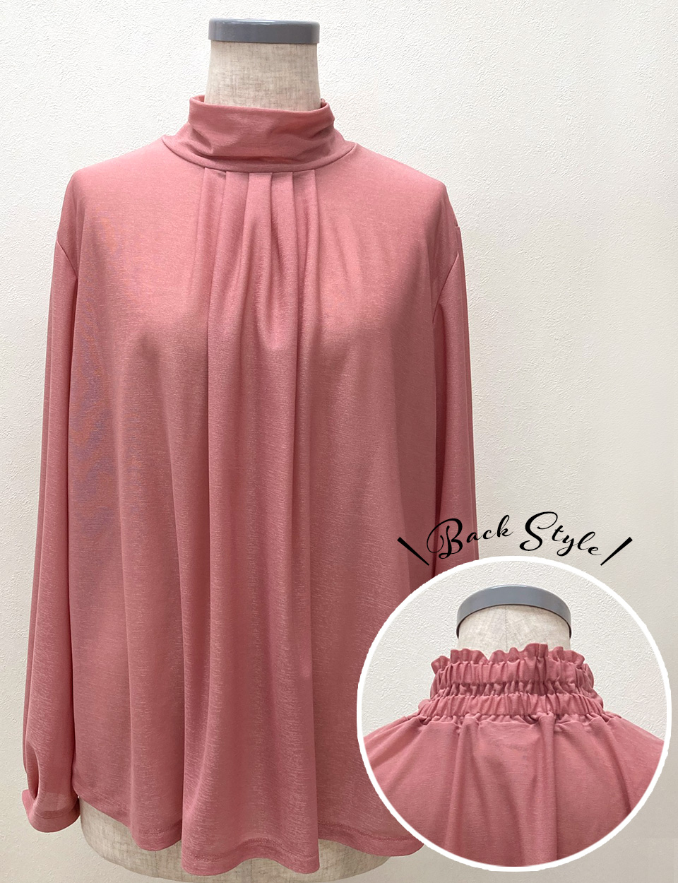 クライ・ムキ式ソーイングスクールのフリーパターン LT-516 前タックハイネックブラウス