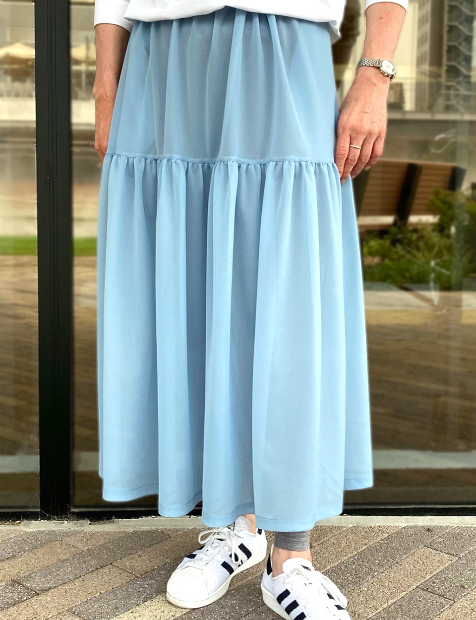 クライ・ムキ式ソーイングスクールのフリーパターン SK-517 ティアードマキシスカート