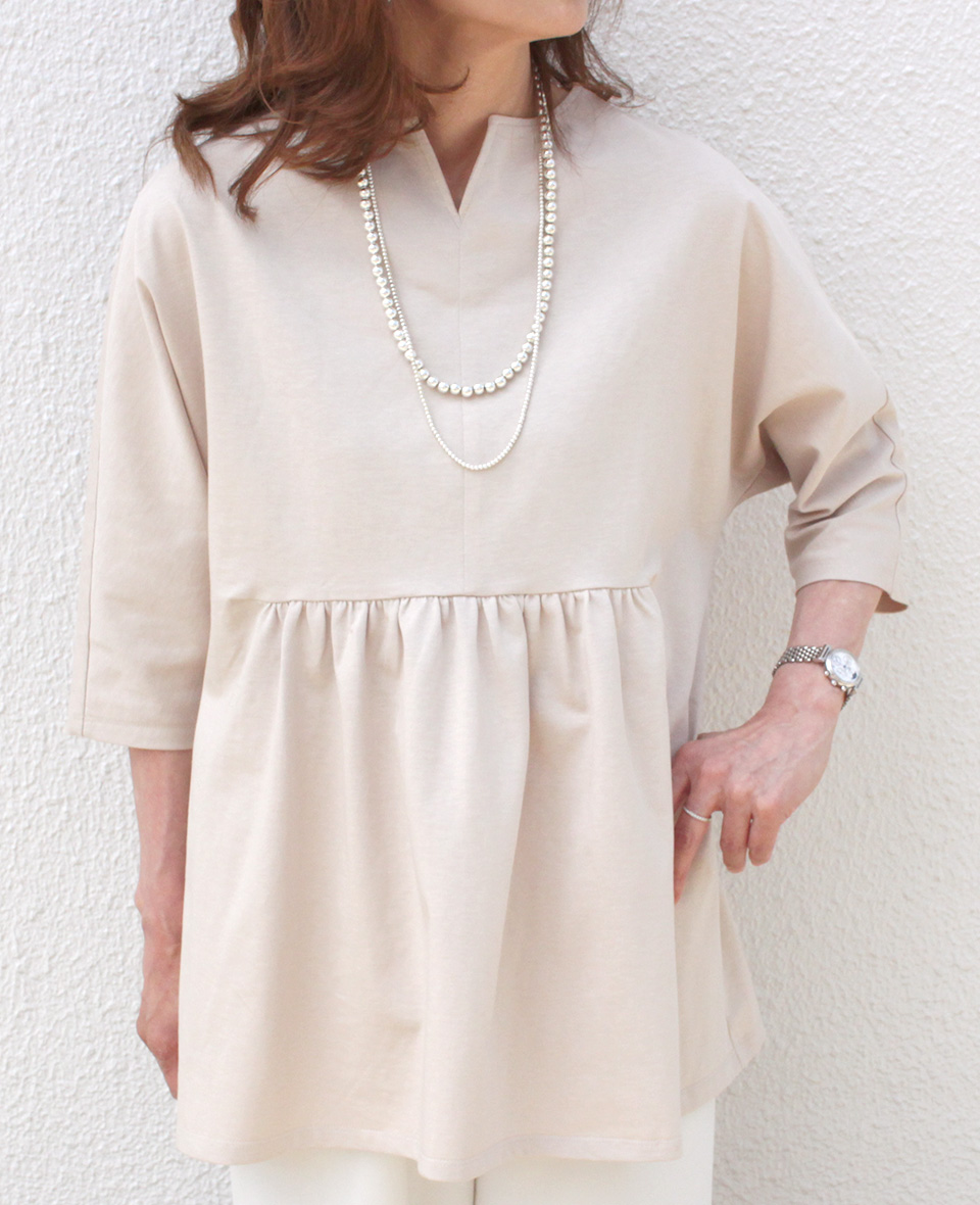 クライ・ムキ式ソーイングスクールのフリーパターン OP-552 フロントギャザーワンピ