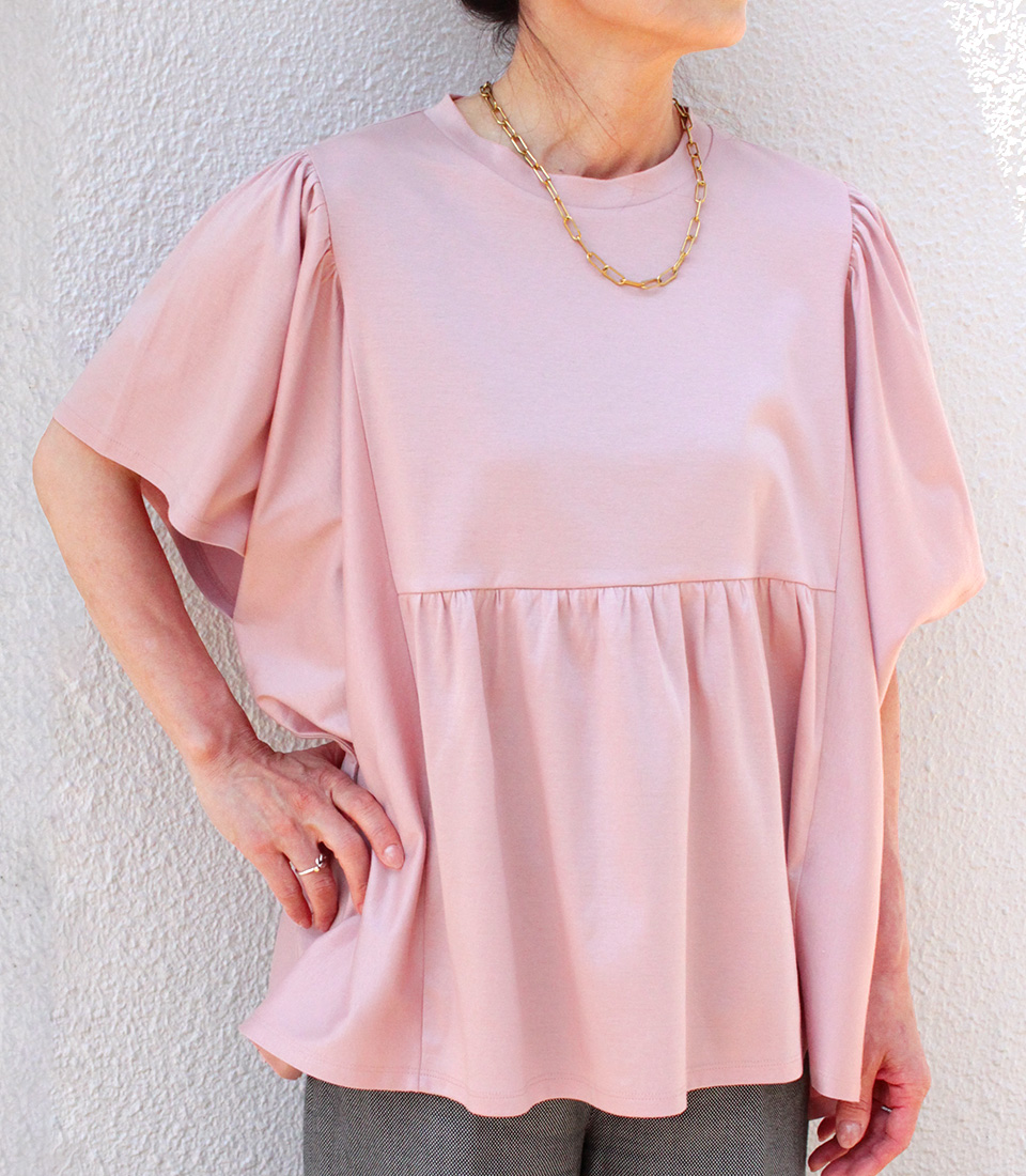 クライ・ムキ式ソーイングスクールのフリーパターン T-556 肩ギャザートップス