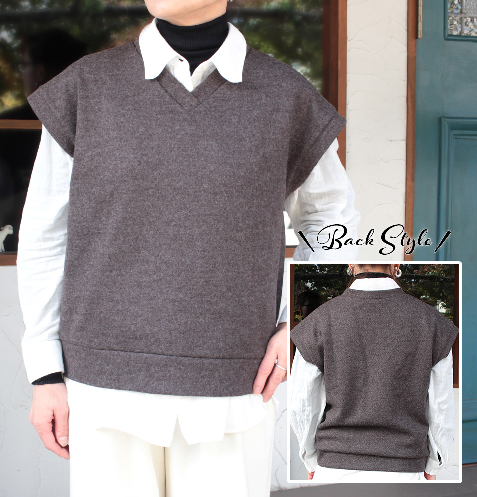 クライ・ムキ式ソーイングスクールのフリーパターン VE-619 Ｖネックベスト