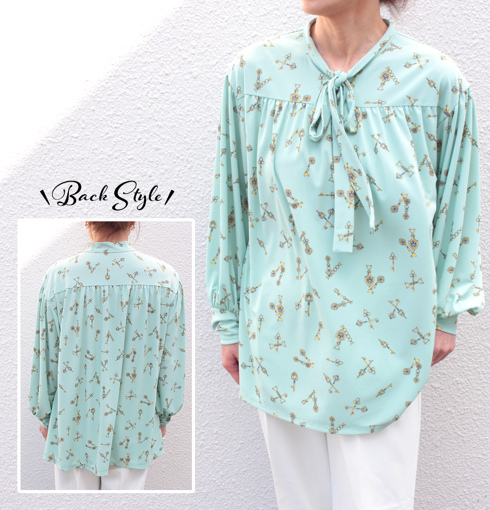 クライ・ムキ式ソーイングスクールのフリーパターン T-634 ギャザーリボンブラウス