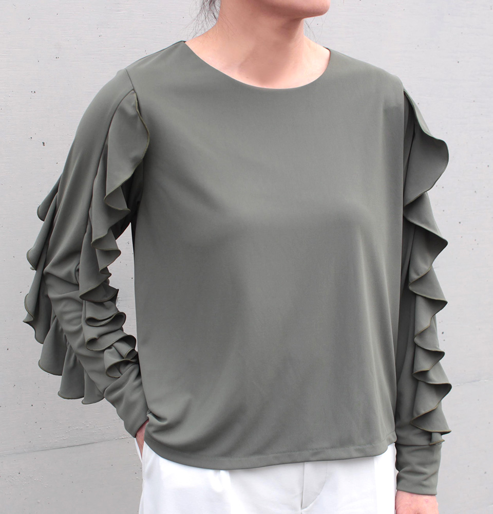 クライ・ムキ式ソーイングスクールのフリーパターン T-663 ラッフル袖ブラウス