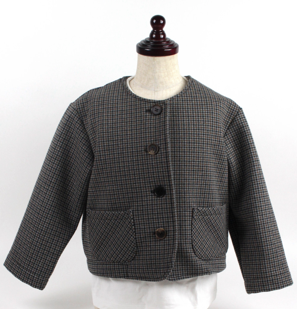 クライ・ムキ式ソーイングスクールのフリーパターン KJK-668 キッズ＆ジュニア ノーカラージャケット