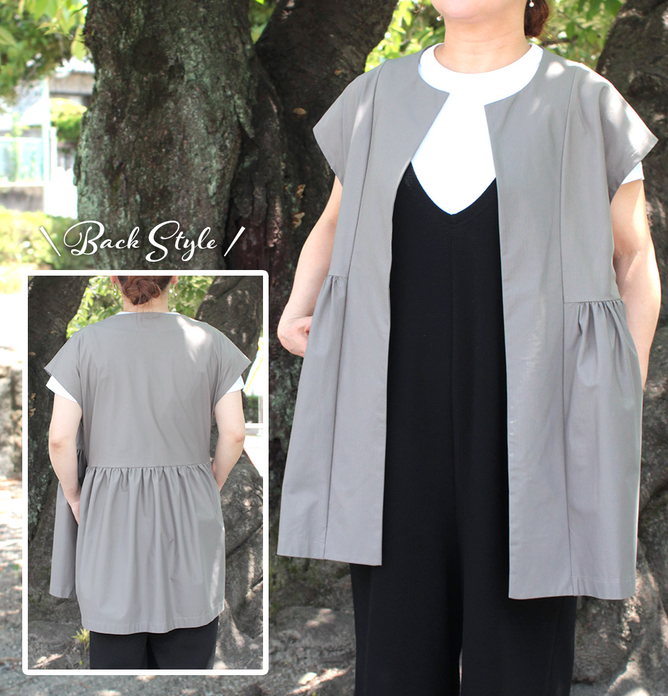 クライ・ムキ式ソーイングスクールのフリーパターン VE-695 ギャザージレ