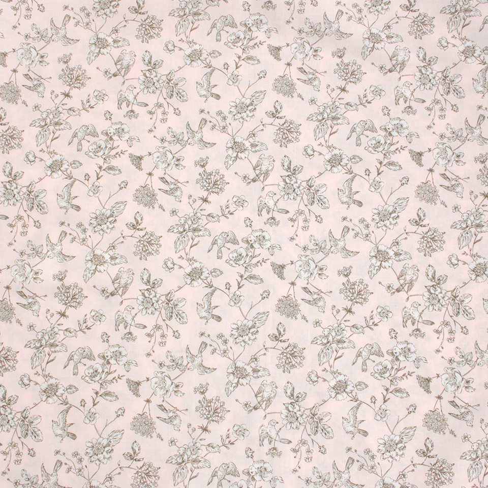 特価顔料プリント スケア生地 小鳥柄/動物柄