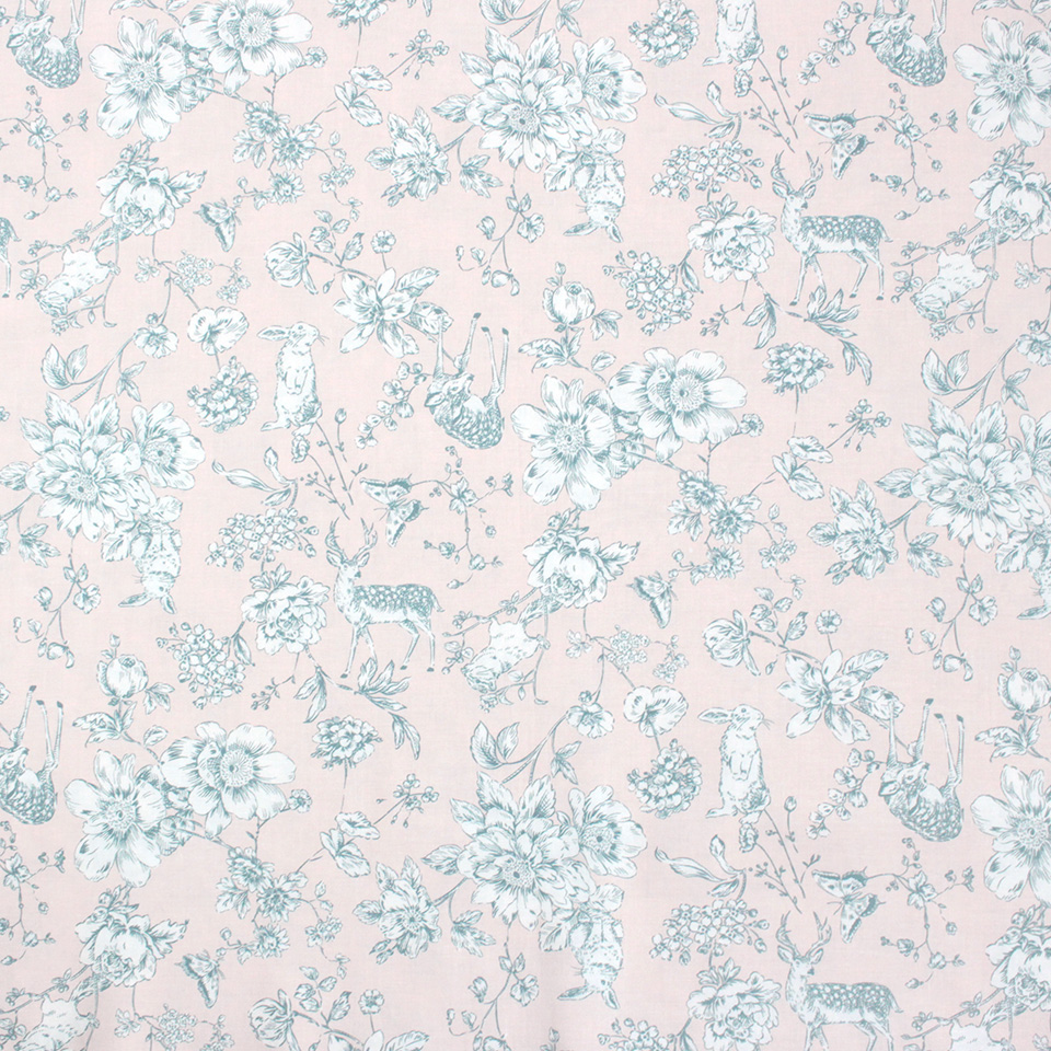 特価顔料プリント スケア生地 小鳥柄/動物柄