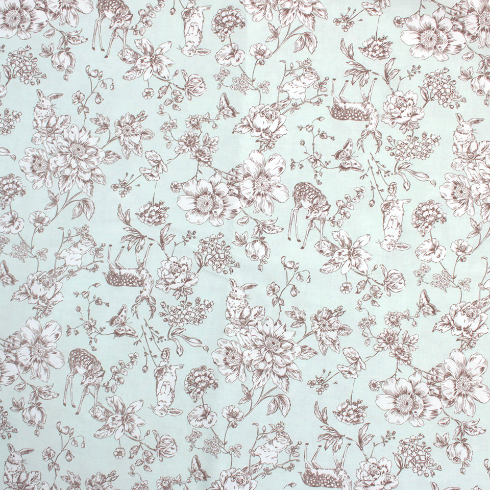 特価顔料プリント スケア生地 小鳥柄/動物柄