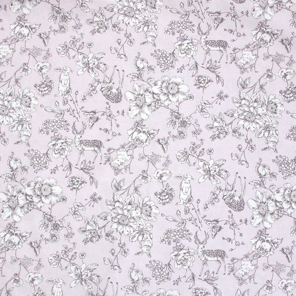 特価顔料プリント スケア生地 小鳥柄/動物柄