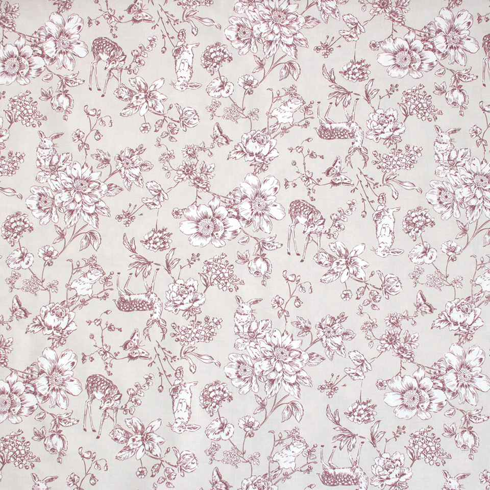 特価顔料プリント スケア生地 小鳥柄/動物柄