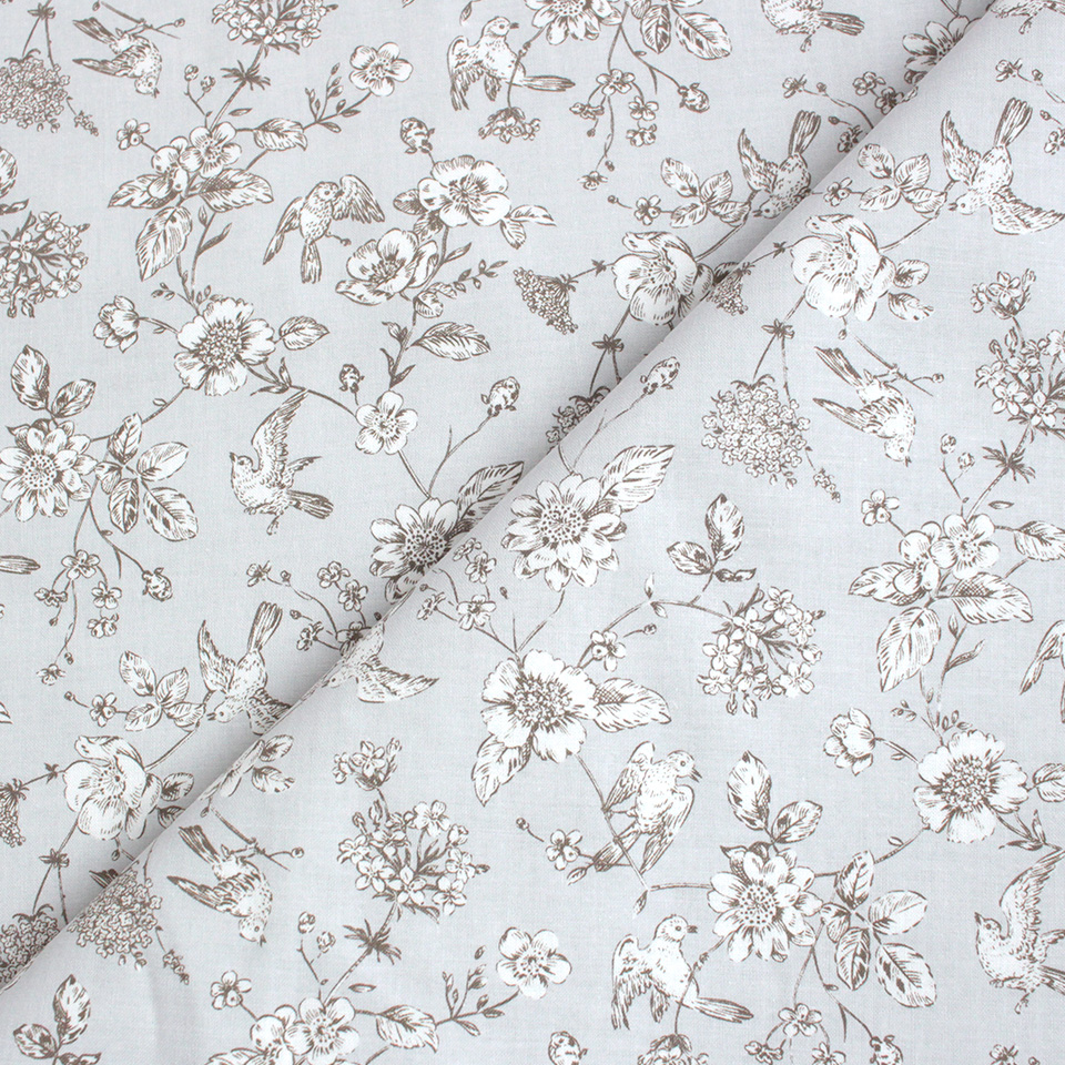 特価顔料プリント スケア生地 小鳥柄/動物柄